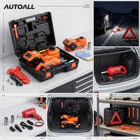 Kit de cric électrique pour voiture 3 tonnes 12V DC - hauteur de levage 12-35 cm, cric portable avec marteau de sécurité