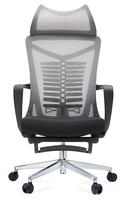 Chaise pivotante ergonomique en maille à dossier haut avec appui-tête réglable, support lombaire et repose-pieds rétractable pour bureau de direction ou poste de travail à domicile