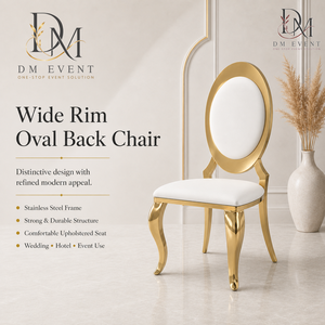 Chaise de mariage ovale en acier inoxydable doré avec coussin blanc pour banquets et événements hôteliers – Vente en gros de sièges - Product Image 3