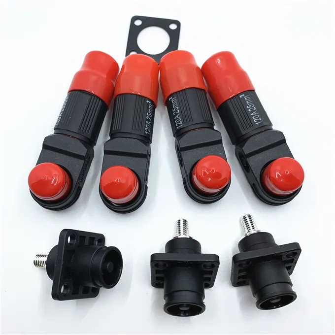 Heavy Duty Power Connectors 8mm 120A Threaded Post Socket Plug Connector for Process Control