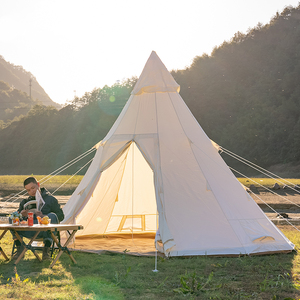 Tienda de lona de algodón piramidal Retro para exteriores, Gran Oso Blanco, autoconducción, sombrilla para acampar, impermeable con tela Oxford - Product Image 4