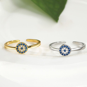 RM1511 Dainty Tiny Mini Mimaliste 18k Plaqué Or CZ Diamant Zircon Bleu Turc <span class=keywords><strong>Grec</strong></span> Evil Eyes Bonne Chance Anneaux De Protection - Product Image 5