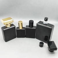 Bouteilles de parfum en spray noir vides 20 ml 30 ml 50 ml 100 ml Bouteilles en verre d'atomiseur de parfum rectangle avec couvercle noir
