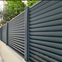 Nouveau Panneau de Clôture en Aluminium Gris à Lames Plates Horizontales pour Jardin, Brise-Vue en Aluminium pour Jardin et Cour