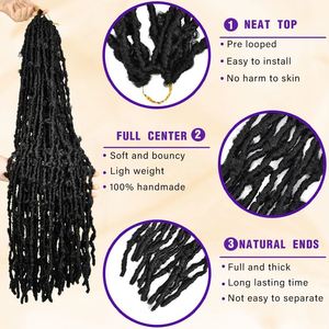 Extensions au crochet Amygirl Butterfly Locs 10-30 pouces en fibre haute température, tresses pré-bouclées de qualité supérieure, trame simple, teintes en noir - Product Image 3
