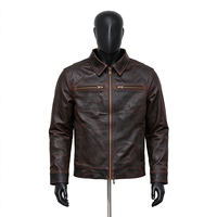 Veste en cuir marron vieilli vintage pour homme, fermeture éclair intégrale, manteau en cuir véritable, fabrication sur mesure, vente en gros pour vêtements d'extérieur