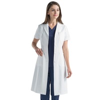Uniformes d'hôpital unisexes écologiques personnalisés, imperméables, antistatiques, en tissu tissé blanc, blouse de laboratoire, blouse de médecin