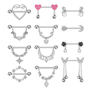 Joyería de <span class=keywords><strong>Piercing</strong></span> para Pezón de Acero Inoxidable Hipoalergénico, Color Rosa, con Forma de Corazón y <span class=keywords><strong>Alas</strong></span>, Barra para Pezón, Anillos para Pezón, Joyería para <span class=keywords><strong>Piercing</strong></span> Corporal - Product Image 1