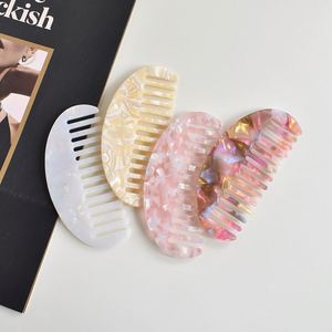 Peigne à dents larges en acétate populaire, motif marbré antistatique, style européen et américain, autres articles de nécessité quotidienne - Product Image 1