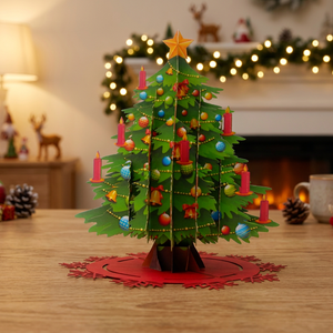 Carte pop-up 3D grand format Arbre de Noël fait main, design personnalisé, cadeau de Noël du Vietnam, produit phare tendance - Product Image 5