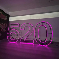 Lettre de décoration de mariage en métal 3D, cadre néon pliable RGB, numéro néon pour la décoration de fête