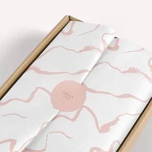 Feuille d'or de noël personnalisée rose de luxe, soie blanche, marque de couleur, cadeau noir imprimé, emballage Logo, papier de soie personnalisé