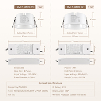 Zemismart Matter Over WiFi Smart Recessed Downlight RGBCW Dimmable Ceiling Light Works with Apple Home Alexa Google Home