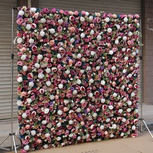 Elegante Panel de Fondo Floral 3D de Rosas Artificiales de Seda Rosa 5D Hechas a Mano para <span class=keywords><strong>Bodas</strong></span>, Hogar, Salón, Día de San Valentín - Product Image 1