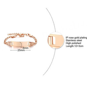 Bracelet pour enfants en acier inoxydable réglable avec logo personnalisé gravé au laser 12+3cm Bijoux pour enfants - Product Image 3