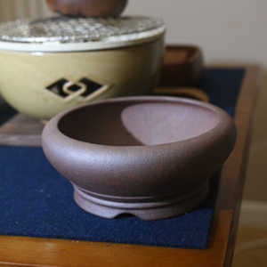 Maceta Redonda de Arcilla Morada para Bonsái, Hecha a Mano, Estilo Antiguo, Cocida al Horno - Product Image 2