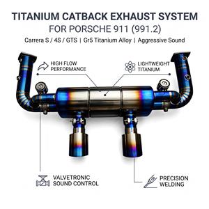 ท่อไอเสียแบบ Catback วาล์วสุญญากาศ Vortex Blue Titanium สำหรับ Porsche 911 Carrera S 4S GTS 991.2 ปี 2017-2019 ชุดแต่งท่อเก็บเสียง - Product Image 1