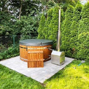 Bain à remous <span class=keywords><strong>extérieur</strong></span> en cèdre rouge massif au design moderne, très demandé, capacité 2-4 personnes, hybride bois - Product Image 6
