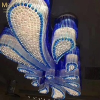 Lustre moderne en cristal imprimé en 3D, grand modèle, rectangulaire, pour hôtel, salle de banquet, salon, installation suspendue