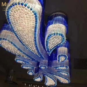 モダンな大型3Dプリントクリスタルランプシャンデリア長方形ホーム天井ライトホテル宴会用リビングルーム吊り取り付け - Product Image 2