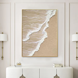 Main <span class=keywords><strong>Peinture</strong></span> À L'huile <span class=keywords><strong>Beige</strong></span> <span class=keywords><strong>Plage</strong></span> Texture <span class=keywords><strong>Peinture</strong></span> Blanc Océan Vagues Impasto Art Mural Moderne Minimaliste Maison Mur Décor - Product Image 3