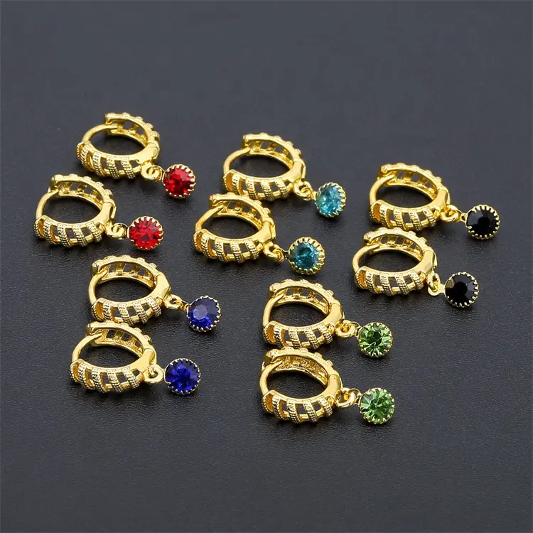 Direct Fasctory Wholesale 24K Brass Women Jewelry Earrings Small Zircon Huggies Earrings Gold Filled