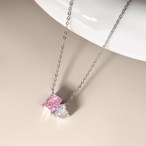 Collar con Colgante de Corazón de Moda para Mujer, Chapado en Rodio con Circonita Cúbica, Ideal para Regalo - Product Image 6