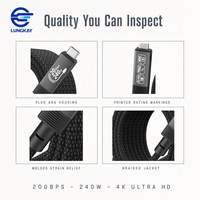 Câble USB 3.2 Gen 2x2 LUNGKAY 20 Gbps 240 W Type C vers Type C Vidéo 4K PD 3.1 EPR E-Marker OEM Personnalisé