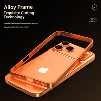 Étui en acier inoxydable pour iPhone 16/15/14/13 Pro Max, design Look Armor, cadre en aluminium, boucle hippocampe, dissipation de la chaleur, objectif