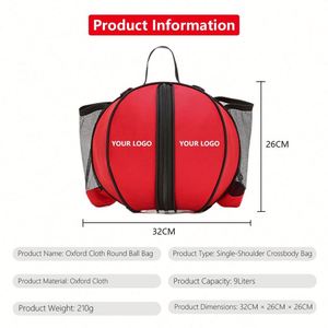 Sac à dos de sport en polyester Oxford, fermeture éclair durable, sac de voyage portable et imperméable pour le basketball et le football - Product Image 2