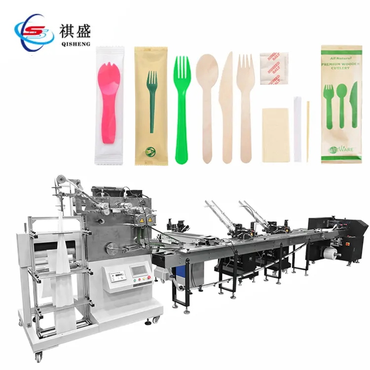 Table Spoon Or Disposable Fork Individual Packaging Machine Fully Automatic System Repack Packing Machine For Plastic Wrapped