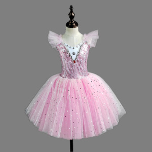Maillot de Ballet con Lentejuelas Brillantes para Niñas, Vestido Maxi de Tul Rosa y Azul para Fiesta de <span class=keywords><strong>Navidad</strong></span>, Disfraz para Competencia de Danza Lírica Infantil - Product Image 4