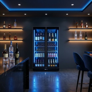 Refrigerador Vertical de Gran Capacidad con 2 Puertas y Vidrio Antivaho para Exhibición de Vino y Cerveza, con Luz LED de 3 Colores, para Bares y Clubs Comerciales - Product Image 4