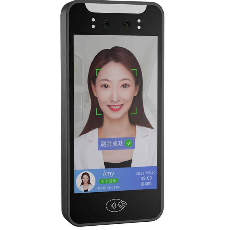 LEEKGOVISION 5.5inch Touch Screen Long Distance Face Recognition Door Access System Time Attendance with IP Camera