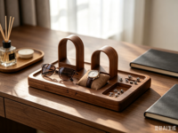 Organisateur de montres et de lunettes en bois, support de bureau en bois pour lunettes, montres, boutons de manchette et petits accessoires