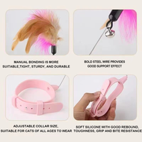 Jouet interactif pour chaton : bâton à plumes amusant en caoutchouc avec clochette pour collier de chat, accessoires pour animaux de compagnie