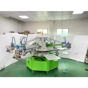 New Arrival Automatic 6 Color 8 Station T-shirt Silk Screen Printing Machine Textile Screen Printer With Flash Dryer