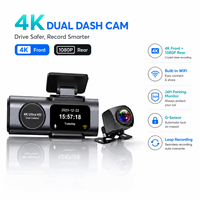 Caméra embarquée 4K avant et arrière 1080P WiFi, enregistreur de conduite, surveillance de stationnement 24h/24, capteur G, enregistrement en boucle et contrôle par application