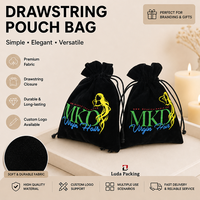 Bolsa de Terciopelo Negra a Prueba de Polvo para Auriculares, Cables, Electrónicos, Artículos de Aseo, Organizador de Viaje, Bolsa de Terciopelo con Cordón, Tamaño Personalizado