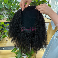 Perruques mi-tête 100 % cheveux humains vierges brésiliens bouclés crépus, vente en gros, perruque mi-tête afro bouclée avec cordon de serrage facilement ajustable