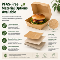 Emballage pliable en carton ondulé kraft écologique et biodégradable avec logo personnalisé pour burgers, frites et poulet frit, avec revêtement UV et sans PFAS
