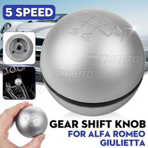 Poignée de levier de vitesses à 5 vitesses, ronde, manuelle, en argent mat pour Alfa Romeo Giulietta 2010 et plus - Product Image 1