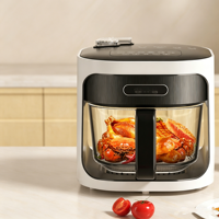 Friteuse à vapeur multifonctionnelle 6L, four vapeur avec cuve en verre, friteuse électrique à cycle thermique 360 degrés, cuisson sans retourner