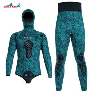 DIVE & SAIL 2 piezas de piedra caliza CR neopreno apnea traje con capucha camuflaje hombre trajes húmedos 3mm 5mm 7mm traje de pesca submarina - Product Image 5