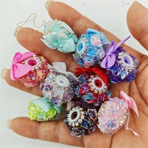 Nouvelles perles fantaisie en tissu, nœuds et fleurs perlées pour stylos à perles, porte-clés pour le marché européen et américain - Product Image 5