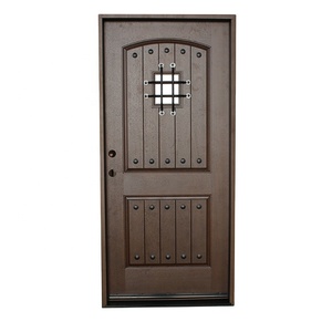Fangda Multiple Choice <strong>Rustic</strong> Fiberglass Front <strong>Door</strong> with Speakeasy - Product Image 1