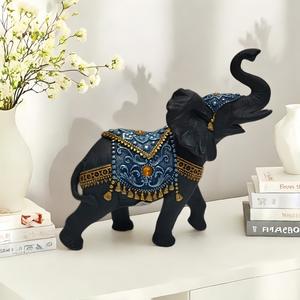 New Home Retro Shawl Walking Baby <b>Elephant</b> Ornament Living Room Model Room Wine Cabinet <b>Decoration</b> Epoxy Resin Folk Art - Product Image 1