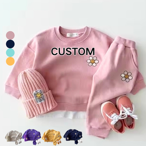KERUI çocuk yumuşak peluş takım erkek bebek sıcak kalın kazak pantolon iki parçalı takım elbise çocuk 2025 iki parçalı Ins tarzı Jogger setleri - Product Image 1