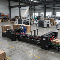 Máquina Plegadora y Encoladora de Cajas de Cartón Automática de Alta Velocidad, Línea de Empaquetado para Cajas Corrugadas