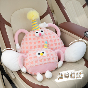 Coussin de nuque ergonomique pour appuie-tête de voiture, motif petit monstre mignon, avec rembourrage en PP, support lombaire confortable pour siège auto - Product Image 5